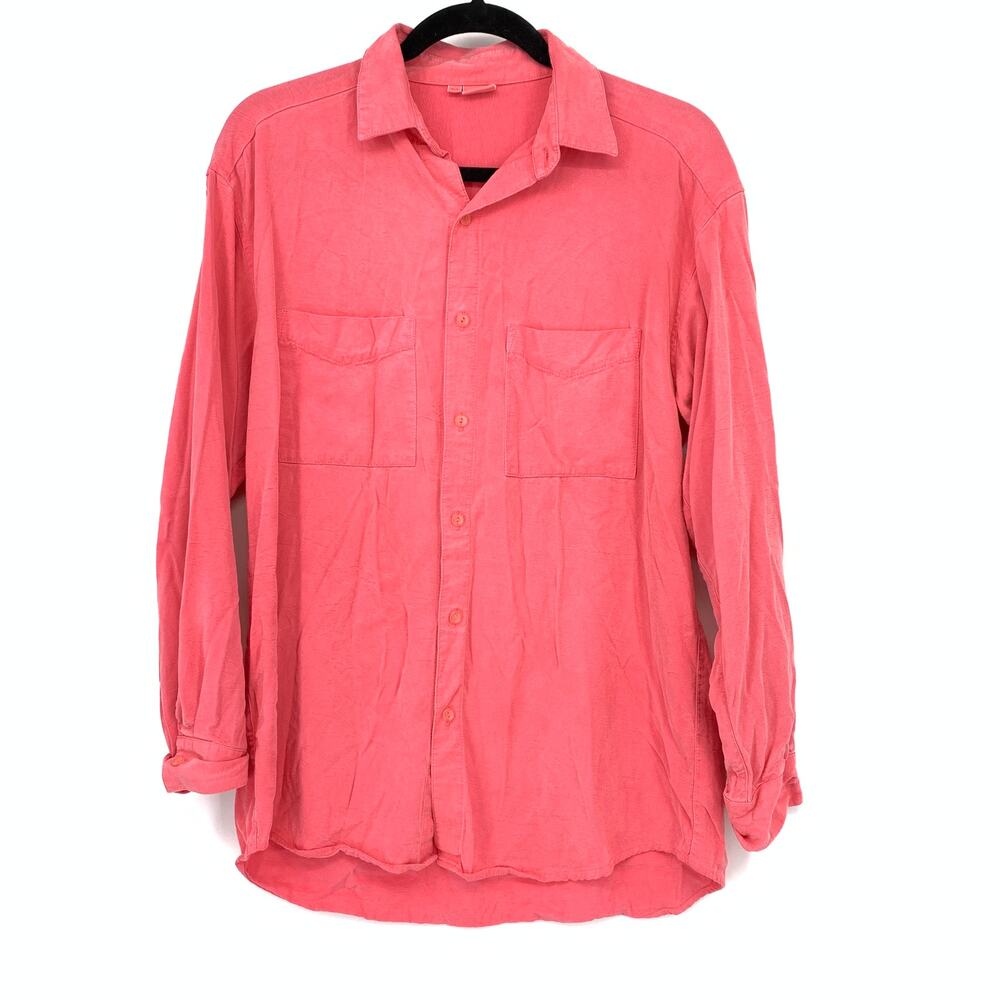 Tianello Tencel Button Front Shirt XS Pink Coral Lightweight Relaxed Top